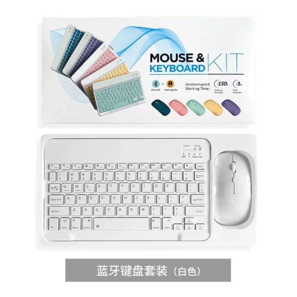 Keyboard and mouse set compatible with android ios and windows - white - bundle