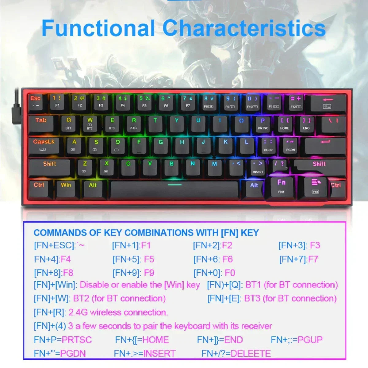 Redragon fizz k617 rgb black mechanical gaming keyboard