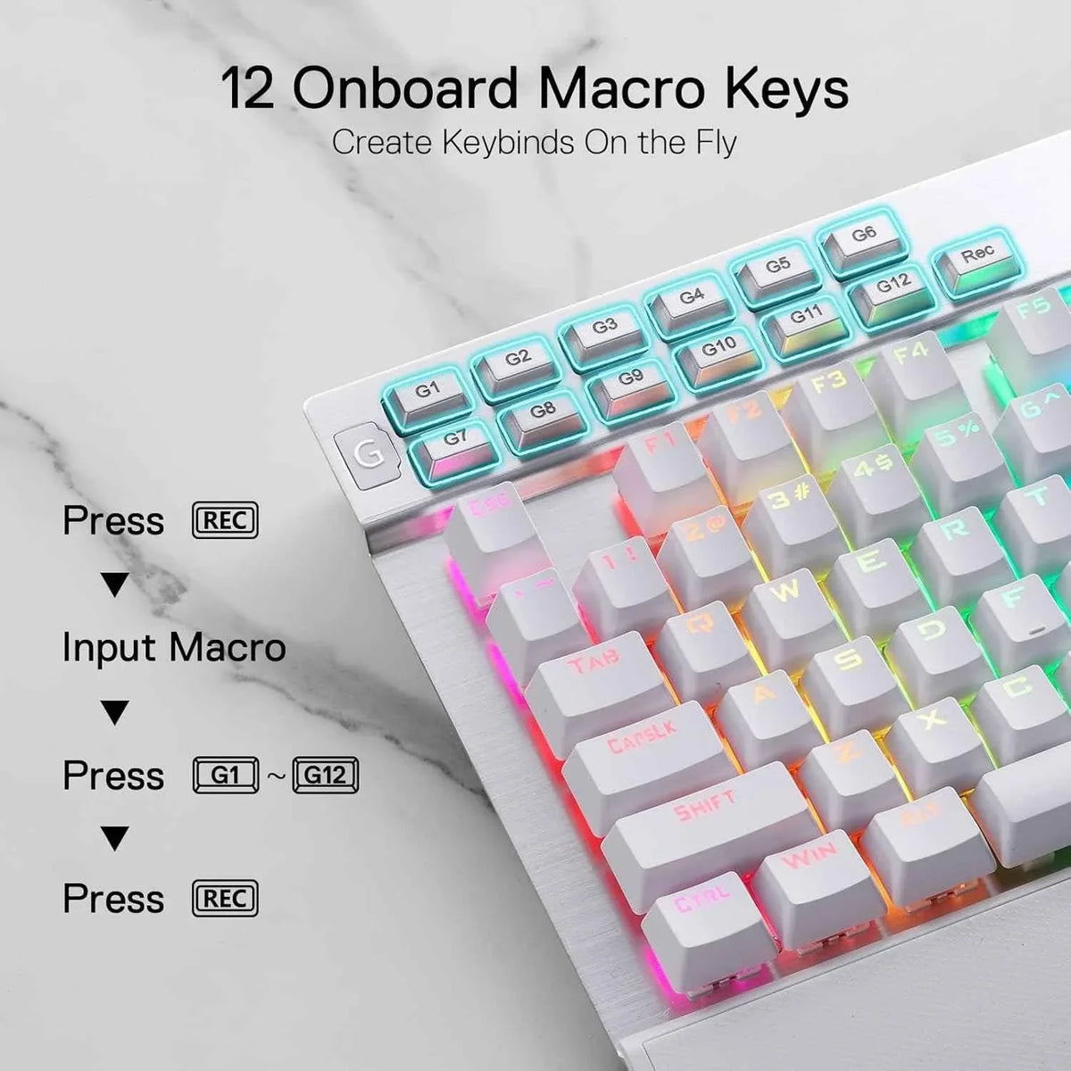 Redragon k550 rgb gaming keyboard - 104 keys + 12 macro g keys wired mechanical - keyboard