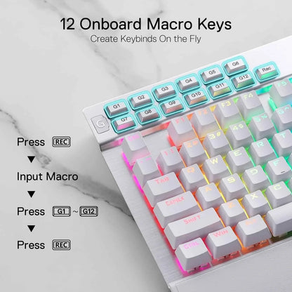 Redragon k550 rgb gaming keyboard - 104 keys + 12 macro g keys wired mechanical - keyboard