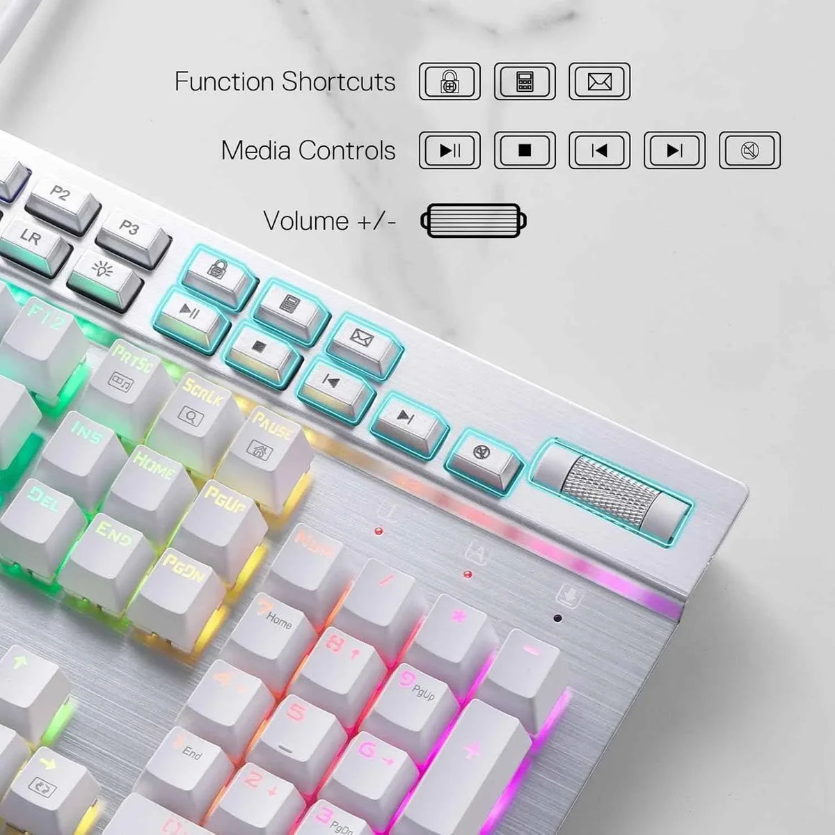 Redragon k550 rgb gaming keyboard - 104 keys + 12 macro g keys wired mechanical - keyboard