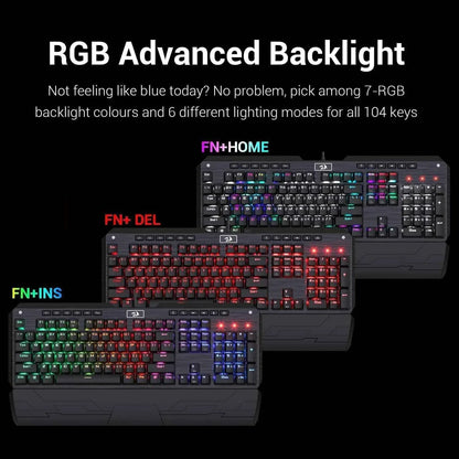 Redragon k555 mechanical gaming keyboard with blue switches macro recording, - keyboard