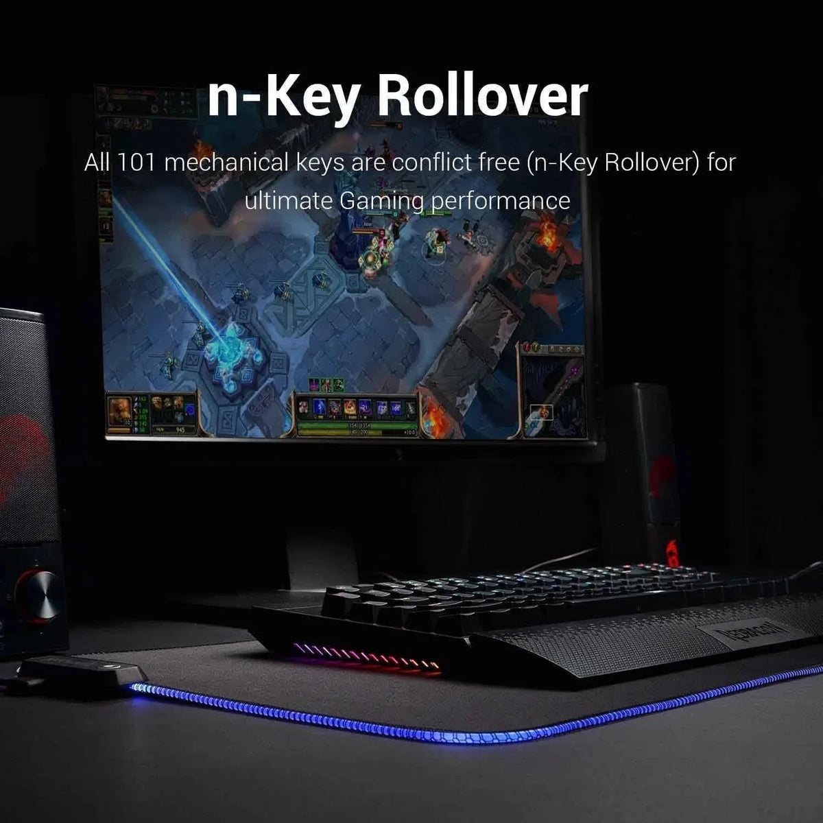 Redragon k588 mechanical gaming keyboard with rgb backlighting and programmable keys - keyboard