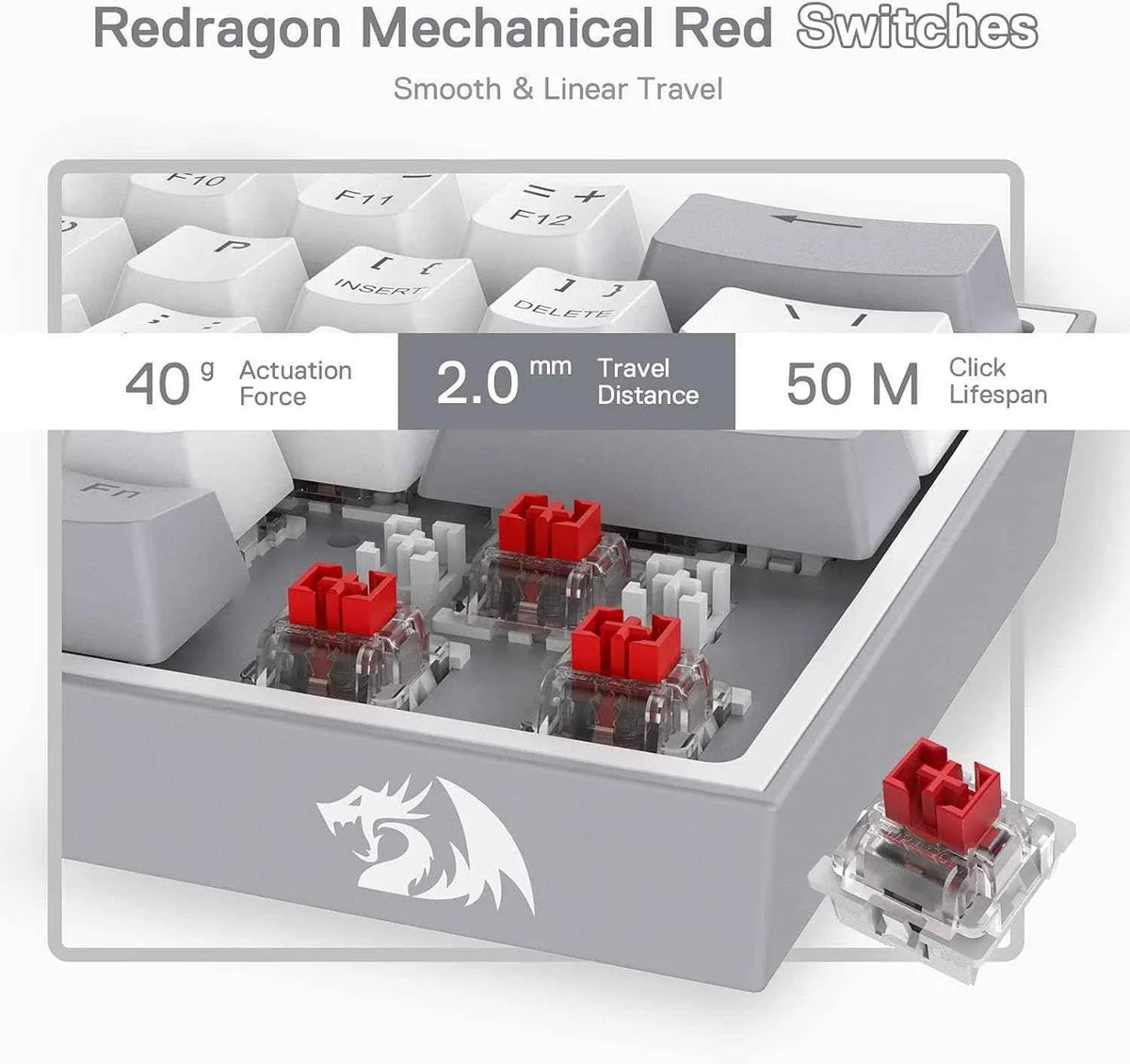 Redragon k617 fizz gaming keyboard - compact 60% wired rgb 61 keys hot-swap design - keyboard