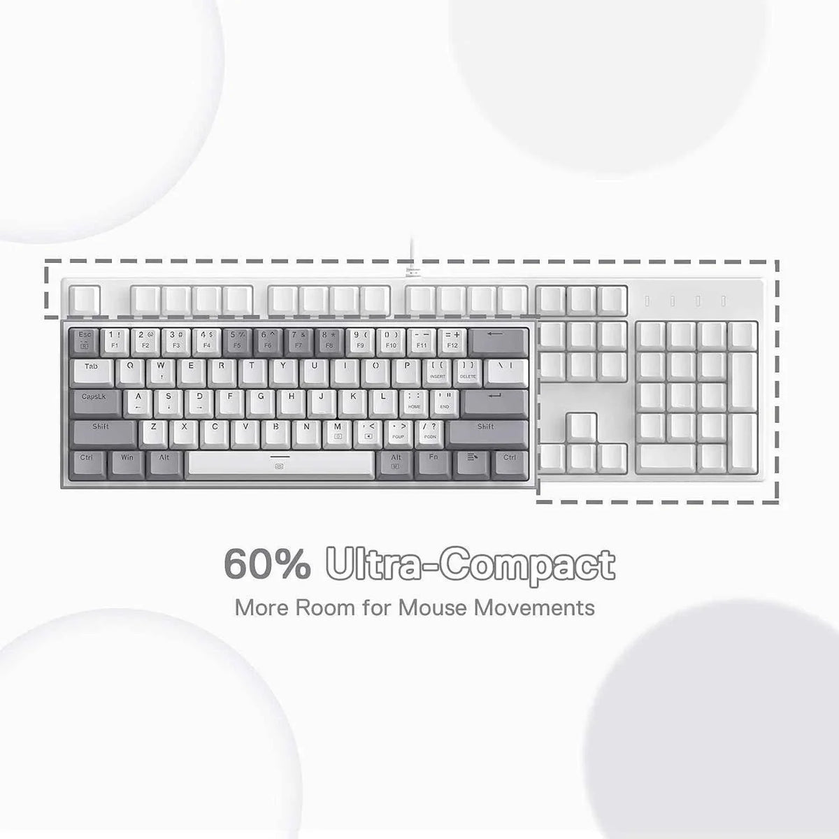Redragon k617 fizz gaming keyboard - compact 60% wired rgb 61 keys hot-swap design - keyboard