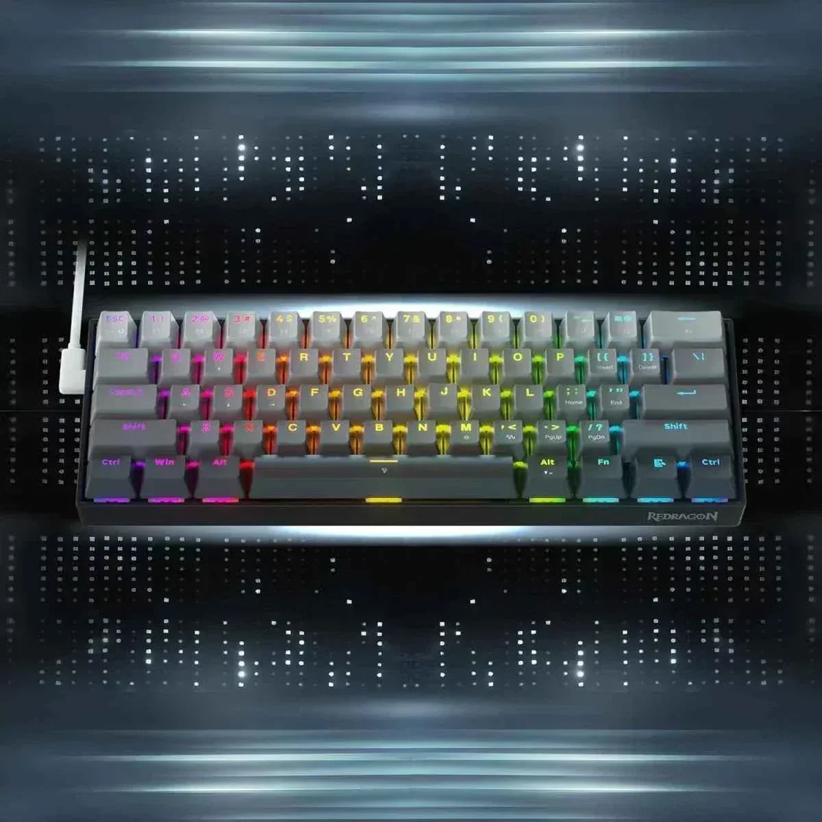 Redragon k617 gaming keyboard - fizz k617ggb magnetic switch 60% wired for rapid trigger action - keyboard