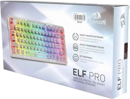 Redragon k649 pro wireless gaming keyboard - 78% rgb gasket design 3-modes 82 keys for ultimate gameplay - keyboard
