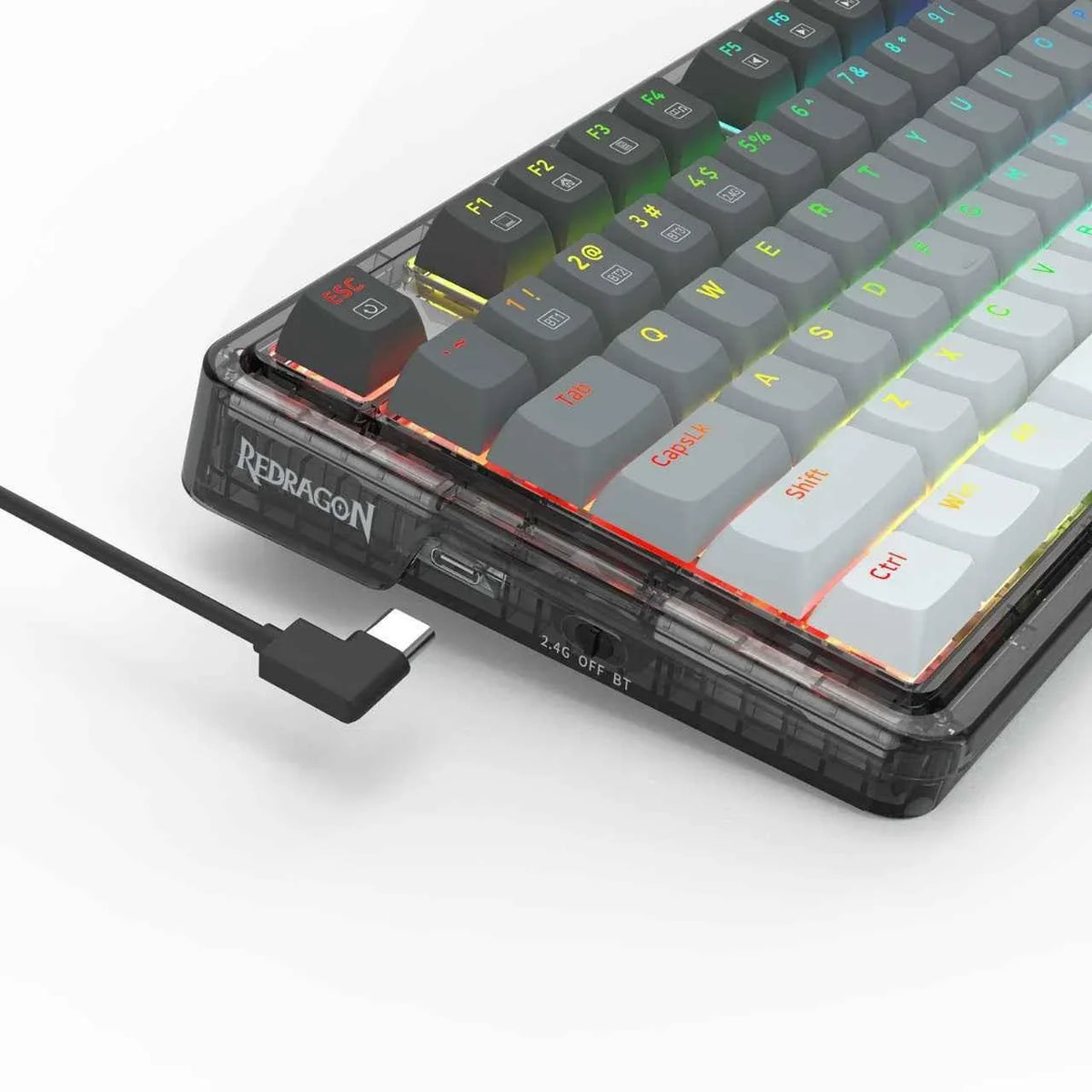 Redragon k673 wireless gaming keyboard - 75% wireless gasket rgb 3-modes 81 keys pbt - keyboard