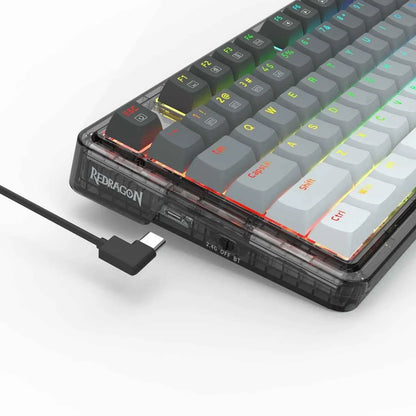 Redragon k673 wireless gaming keyboard - 75% wireless gasket rgb 3-modes 81 keys pbt - keyboard
