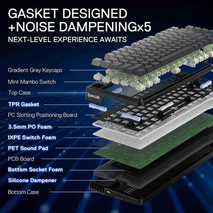 Redragon k673 wireless gaming keyboard - 75% rgb wireless gasket design 3 modes 81 keys pbt - keyboard