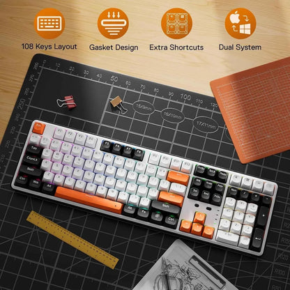 Redragon k689 pro wireless gaming keyboard - 104 keys + 4 extra for superior performance - keyboard