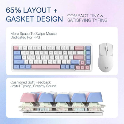 Redragon k709 pro wireless gaming keyboard - 65% gasket rgb design 68 keys hot-swap - keyboard