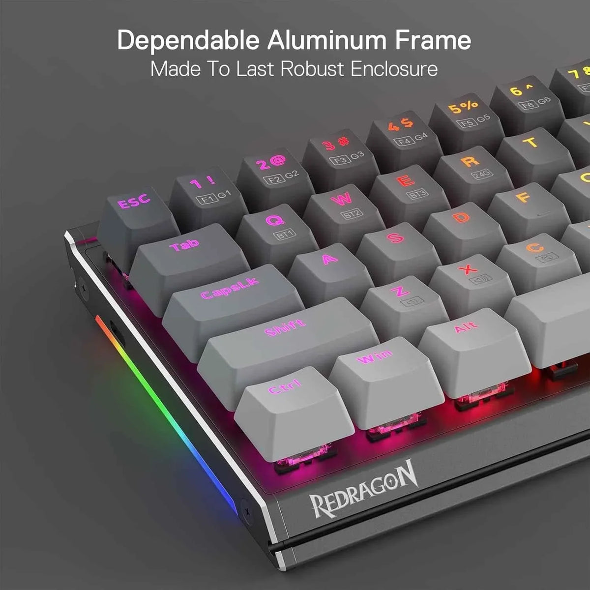 Redragon shaco k641 pro keyboard - 65% aluminum rgb mechanical keyboard with 3-mode and 68 keys - keyboard