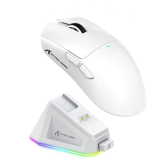 Attack shark x11 wireless gaming mouse with charging dock - white - mouse’s