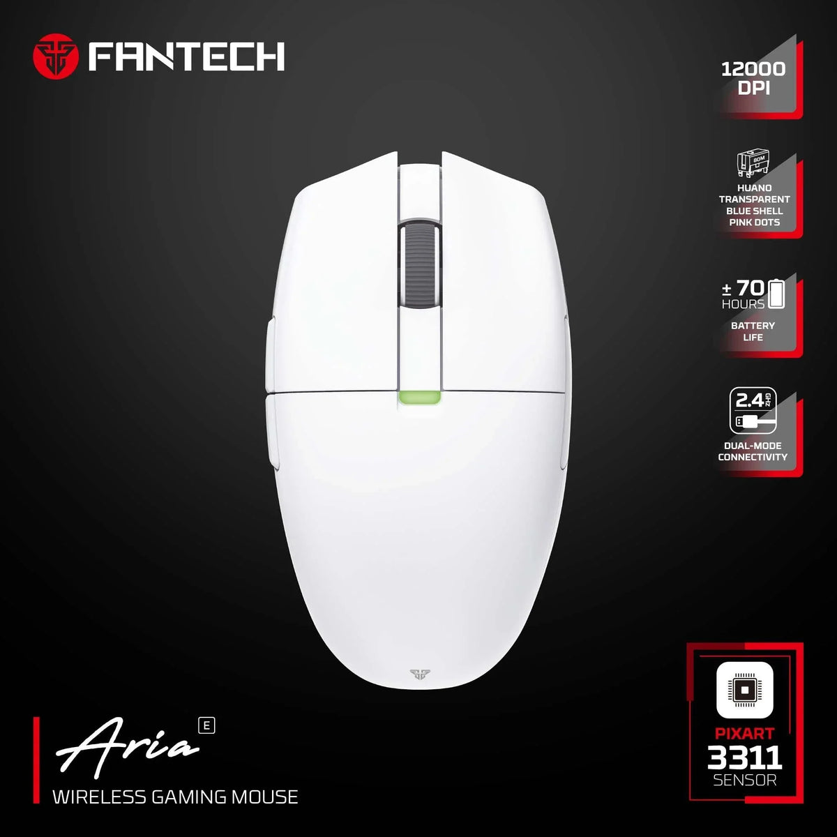 Fantech aria xd7e wireless gaming mouse - white - mouse