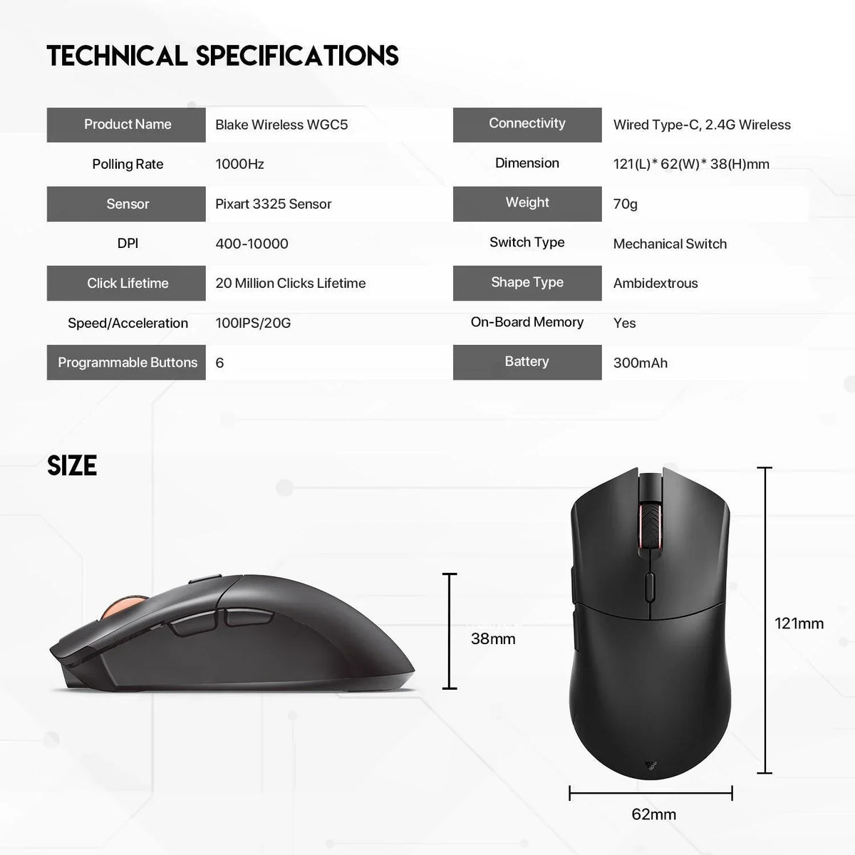 Fantech blake wgc5 wireless gaming mouse - mouse
