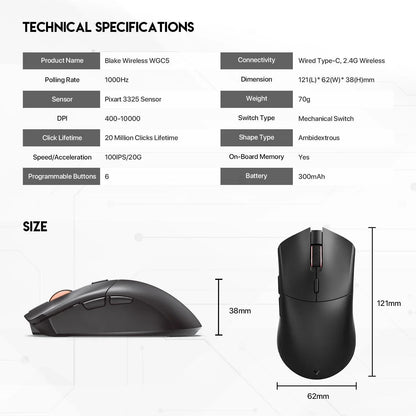 Fantech blake wgc5 wireless gaming mouse - mouse