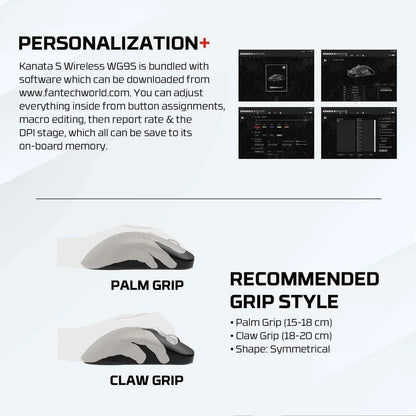 Fantech kanata wg9s wireless gaming mouse for ultimate performance and precision in black - mouse