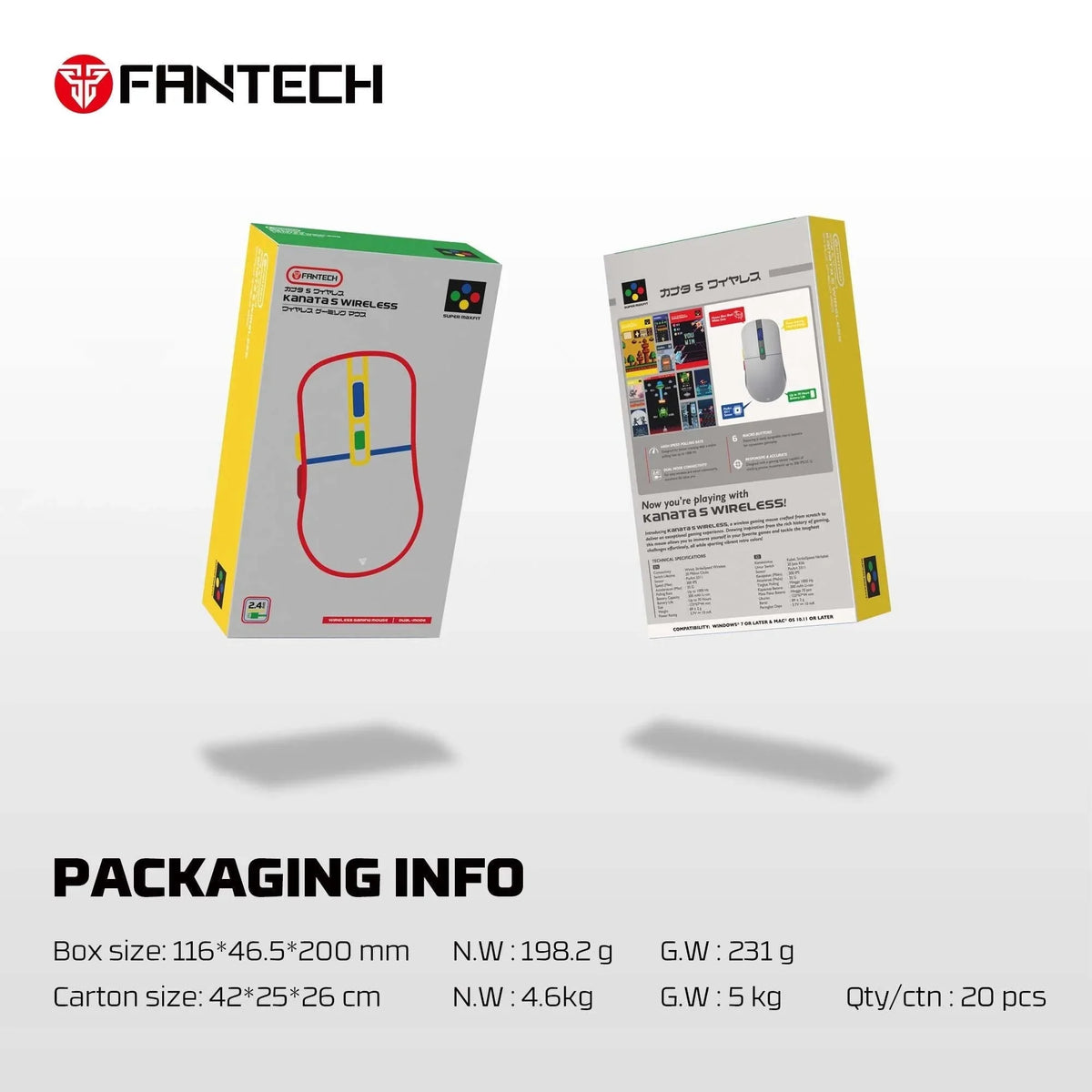 Fantech kanata wg9s wireless gaming mouse - super maxfit dual mode connection - mouse