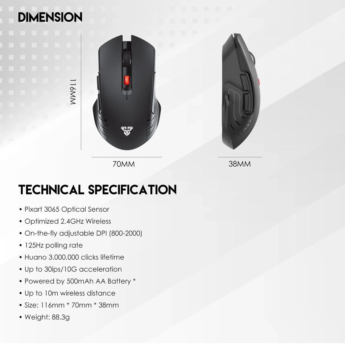Fantech raigor iii wg12 gaming mouse with 2.4ghz wireless connection - mouse