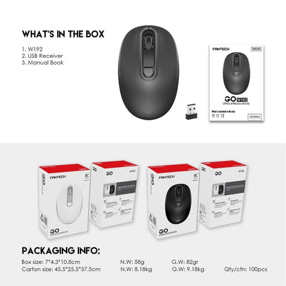 Fantech w192 silent click mouse - wireless with silent operation - mouse