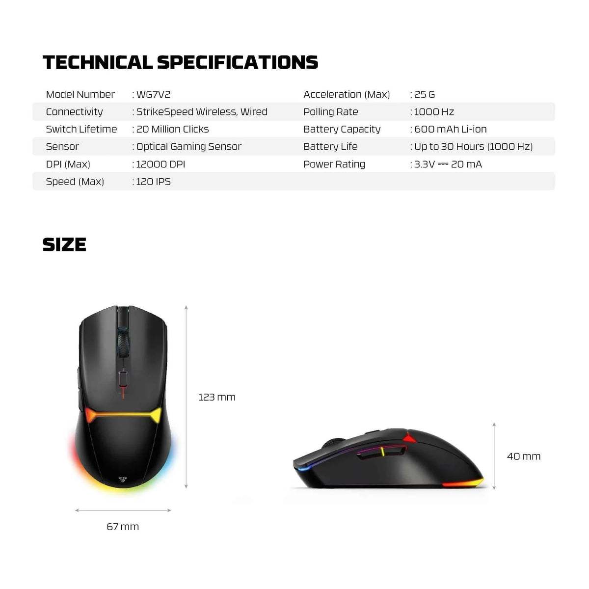 Fantech wg7v2 crypto ii wireless gaming mouse black - mouse