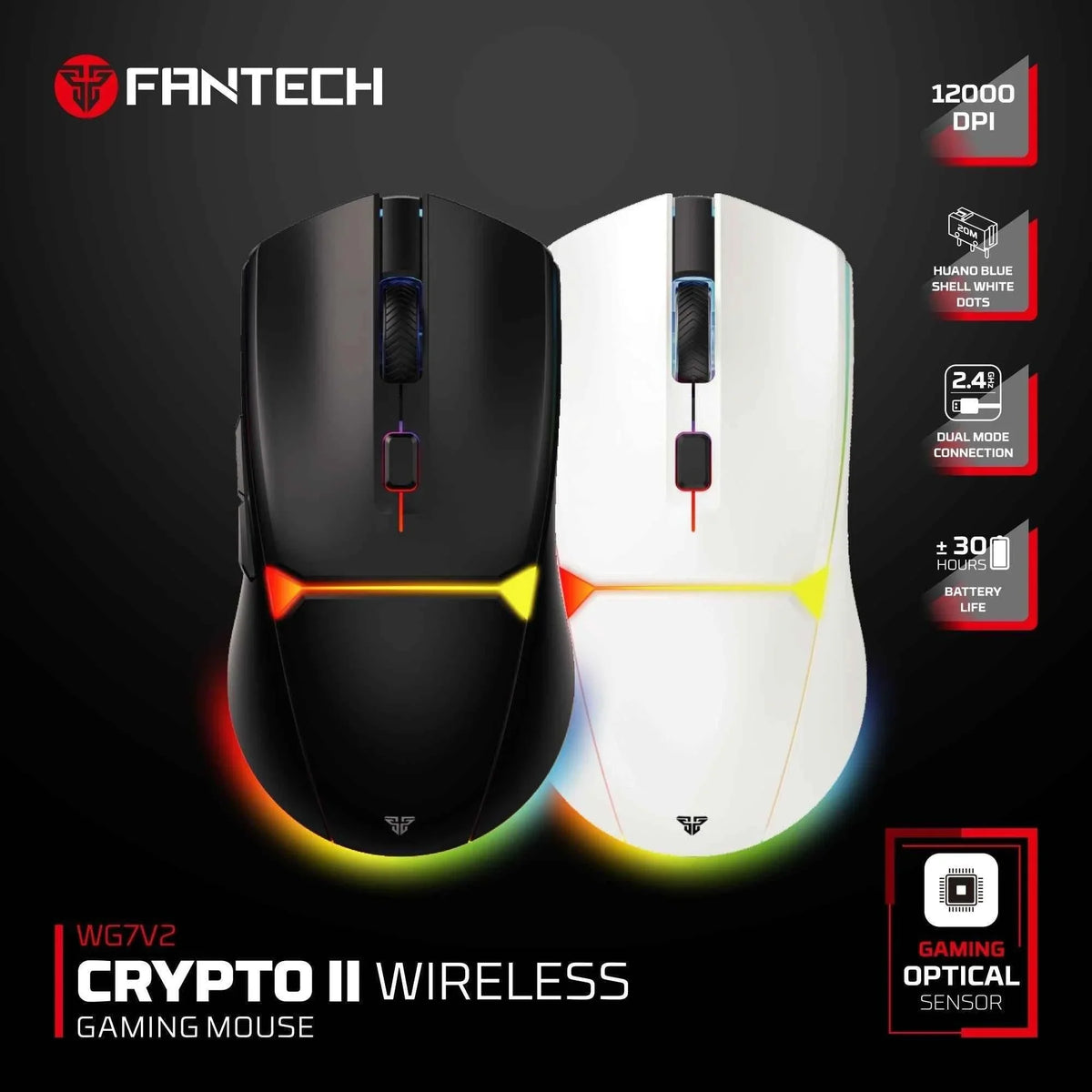 Fantech wg7v2 crypto ii wireless gaming mouse black - mouse