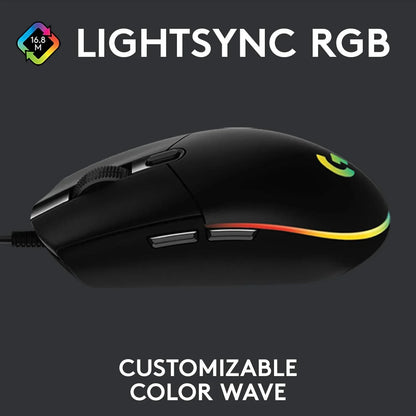 Logitech g102 gaming mouse - light sync wired with customizable rgb lighting 6 buttons - mouse