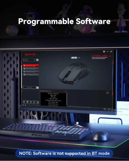 Redragon m725 wireless gaming mouse - ultra lightweight 49g honeycomb shell design - mouse