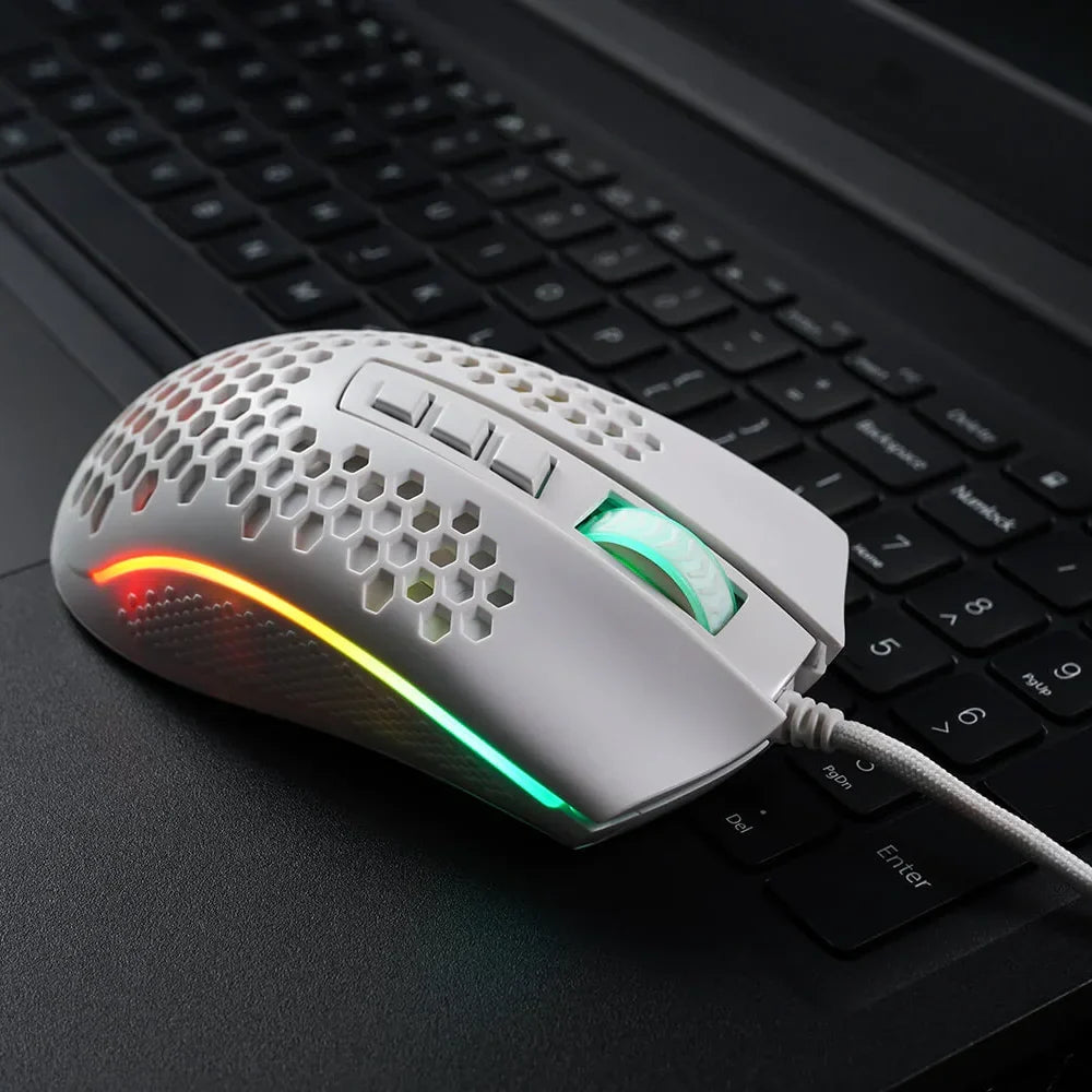 Redragon m808 storm white gaming mouse - lightweight rgb design with high precision performance - mouse