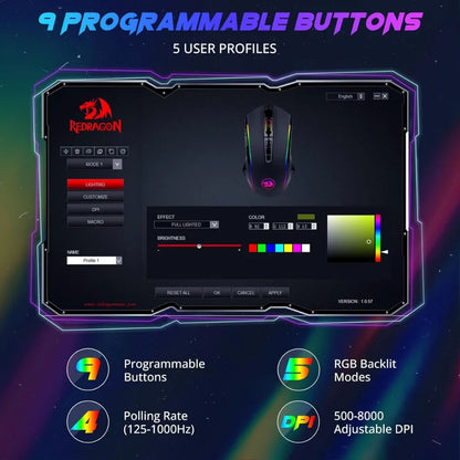 Redragon m910 ranger gaming mouse - ultimate rgb precision and performance for gamers - mouse