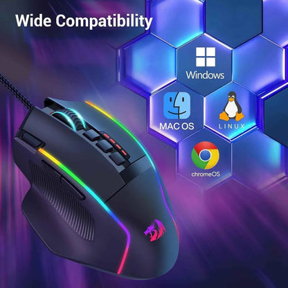 Redragon m915 gaming mouse wired gaming mouse 26,000 dpi opitacl sensor, - mouse