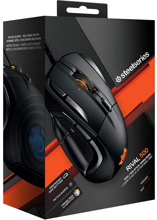 Steelseries rival 500 mmo/moba 15-button programmable gaming mouse 16,000 cpi - black - mouse’s