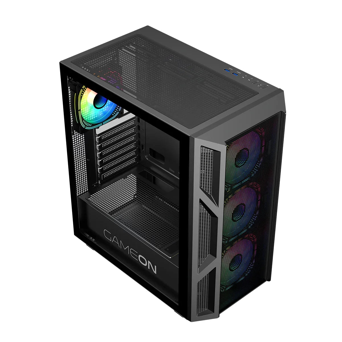 Gameon trident iv series mid tower gaming case - black
