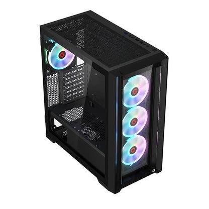Gameon vortex arctic series mid tower gaming case - black
