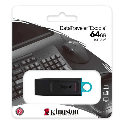Kingston 64gb usb 3.2 flash drive - datatraveler exodia - cables & chargers | mobile essential