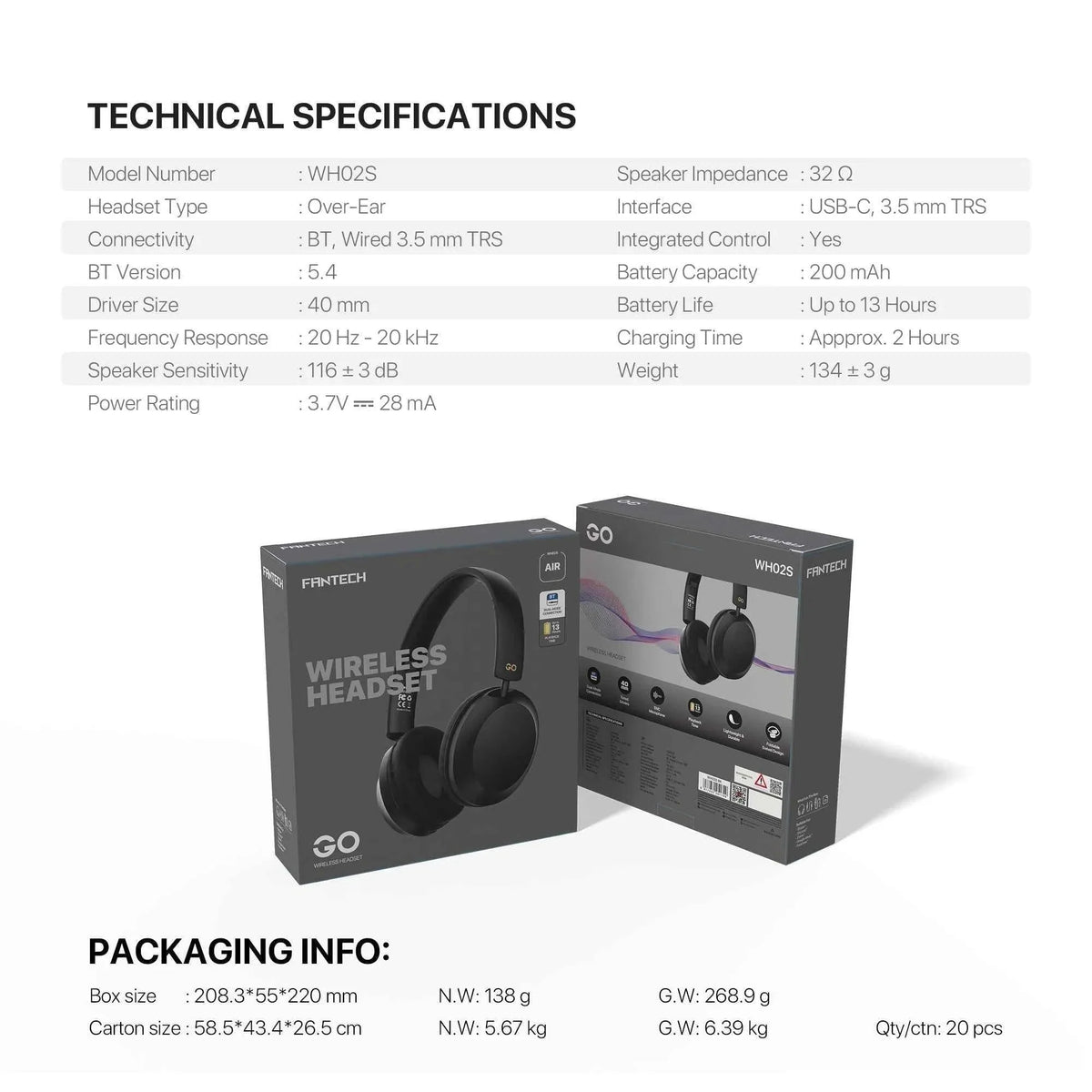 Fantech wh02s go air wireless headset - audio | wireless headset