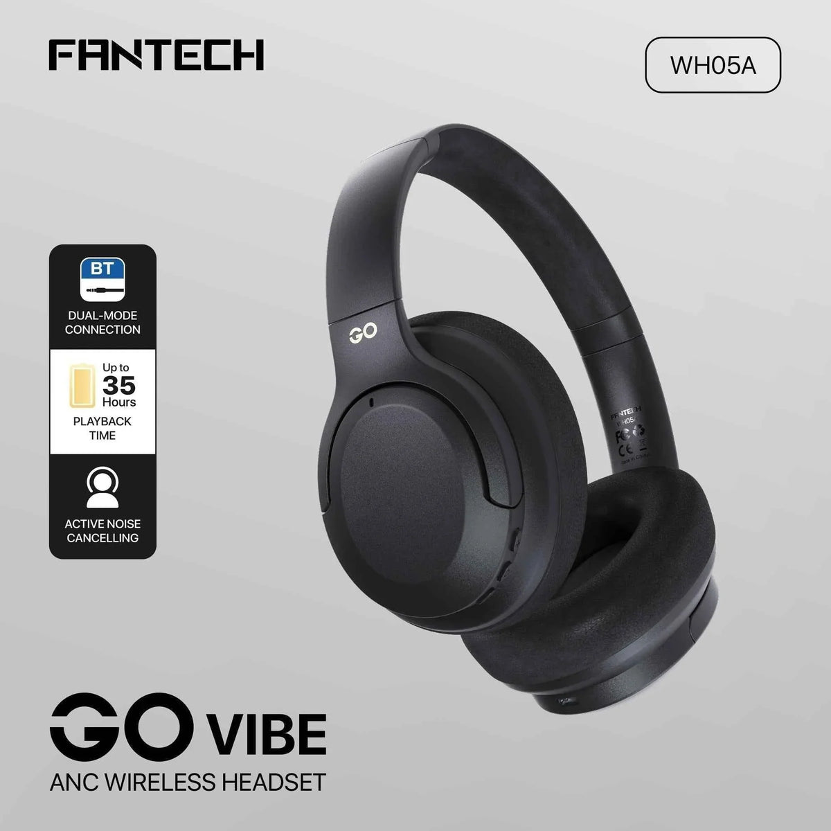 Fantech wh05a go vibe anc wireless headset black - audio | wireless headset