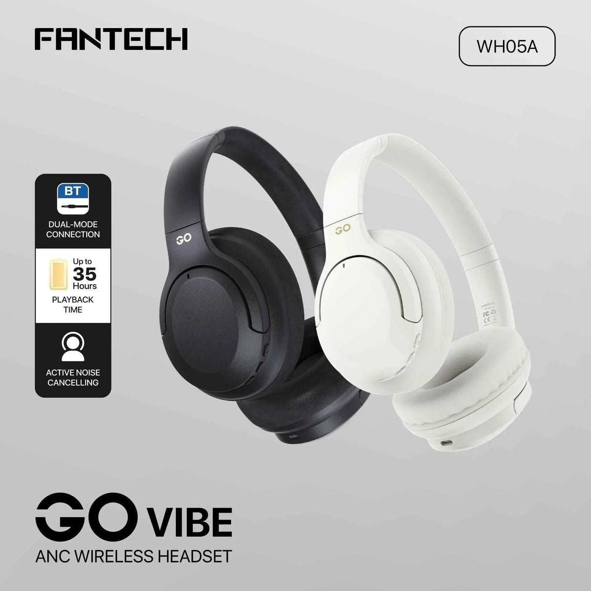 Fantech wh05a go vibe wireless headset - beige anc for superior sound immersion - audio | wireless headset