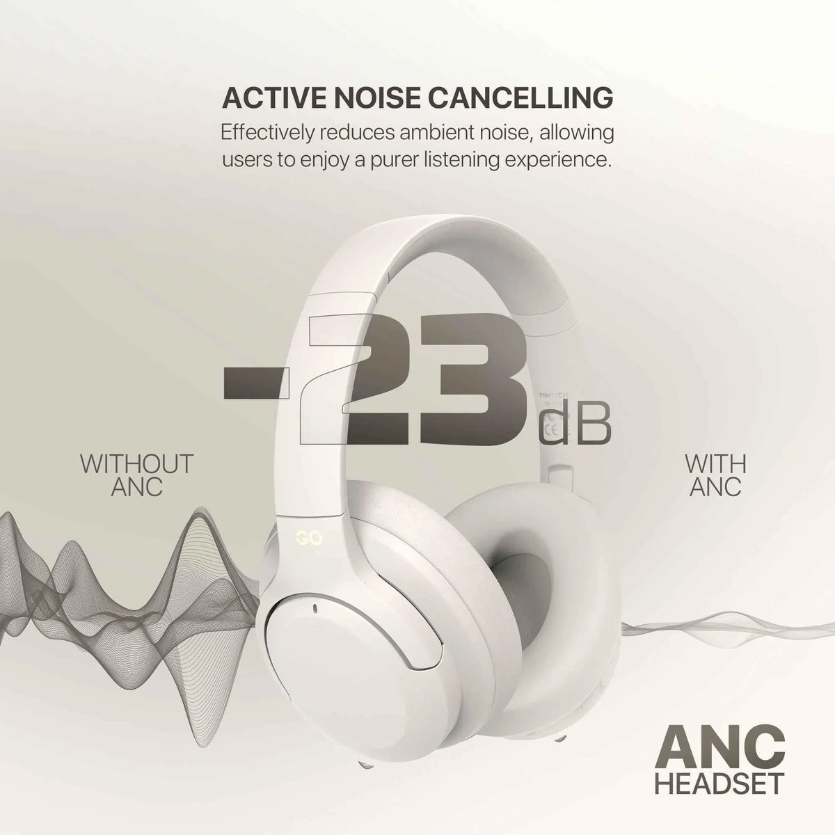 Fantech wh05a go vibe wireless headset - beige anc for superior sound immersion - audio | wireless headset