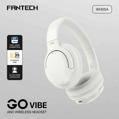 Fantech wh05a go vibe wireless headset - beige anc for superior sound immersion - audio | wireless headset