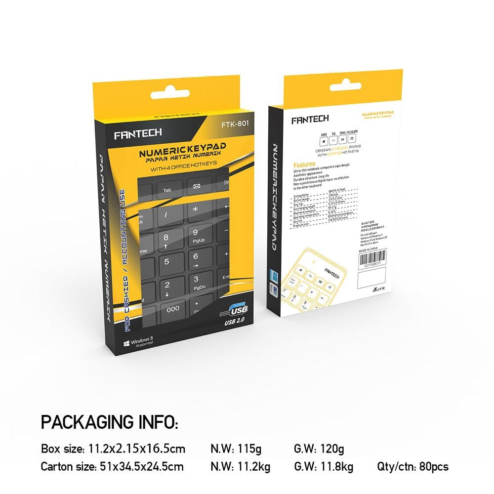 GENUINE FANTECH FTK 801 USB NUMERIC KEYPAD Keyboard