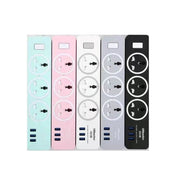 GJBY GC 05 Universal Smart Socket Power Strip With 3 USB Ports Cables & Chargers