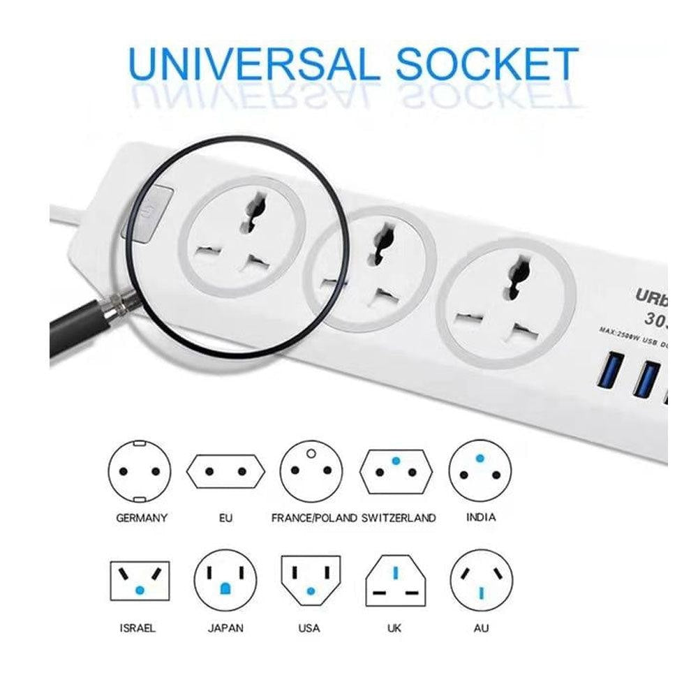 Gjby gc-05 universal smart socket power strip with 3 usb ports - Fun Touch