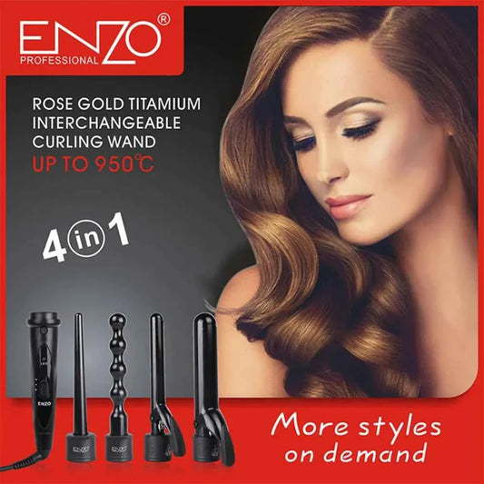 Enzo kit 4 in 1 curling wand interchangeable hair curler enzo kit en-9110