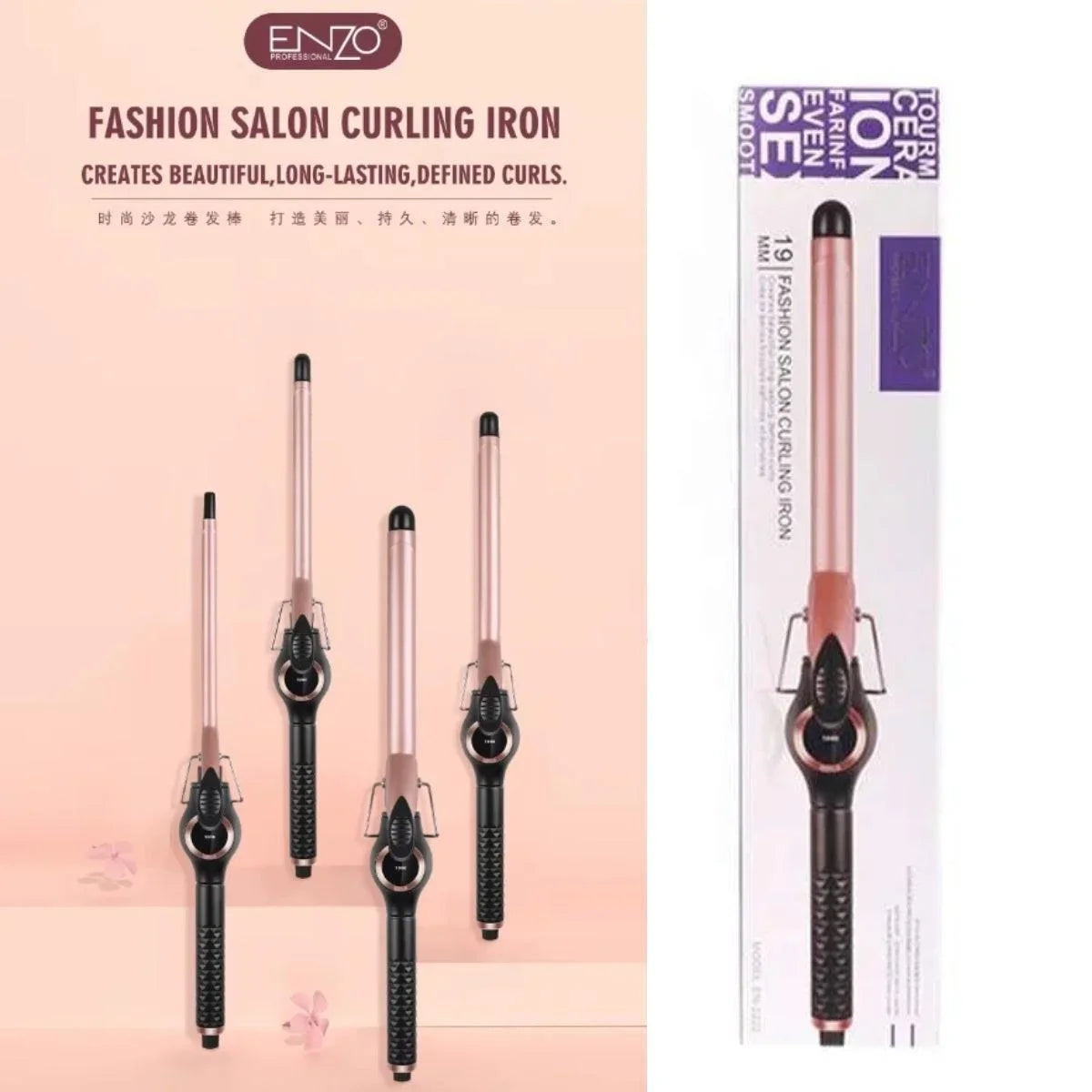 Enzo professional extra-long curling iron – nut oil ceramic hair wand curling