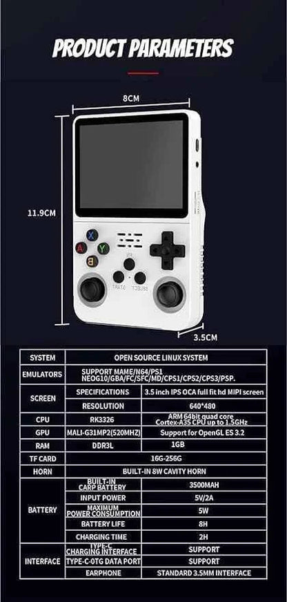 R36s handheld game console 3.5 inch ips screen retro gaming console 64g card - console | video console