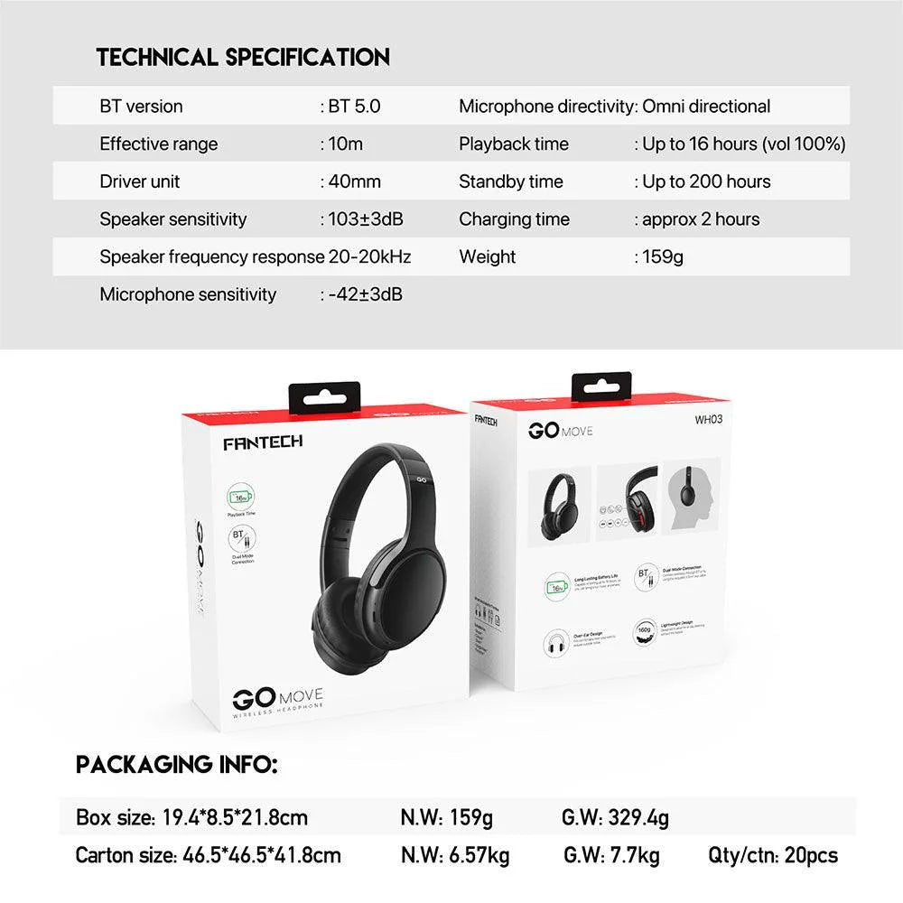 Fantech go move wireless headphone wh03-bt2
