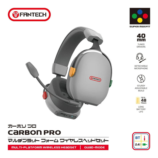 Fantech super maxfit carbon pro bluetooth wireless headset with detachable mic