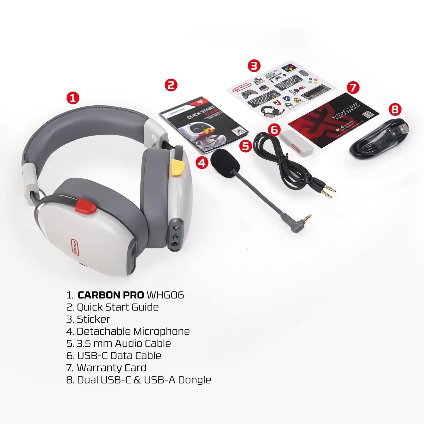 Fantech super maxfit carbon pro bluetooth wireless headset with detachable mic